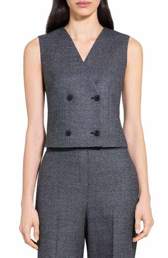 Theory Double Breasted Crop Wool Vest