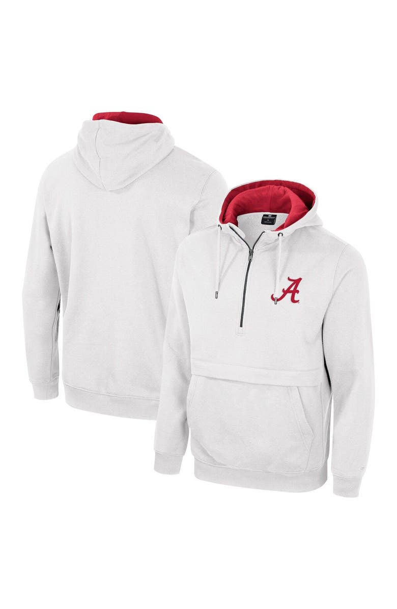 COLOSSEUM Men's Colosseum White Alabama Crimson Tide Half-Zip Hoodie, Main, color, White