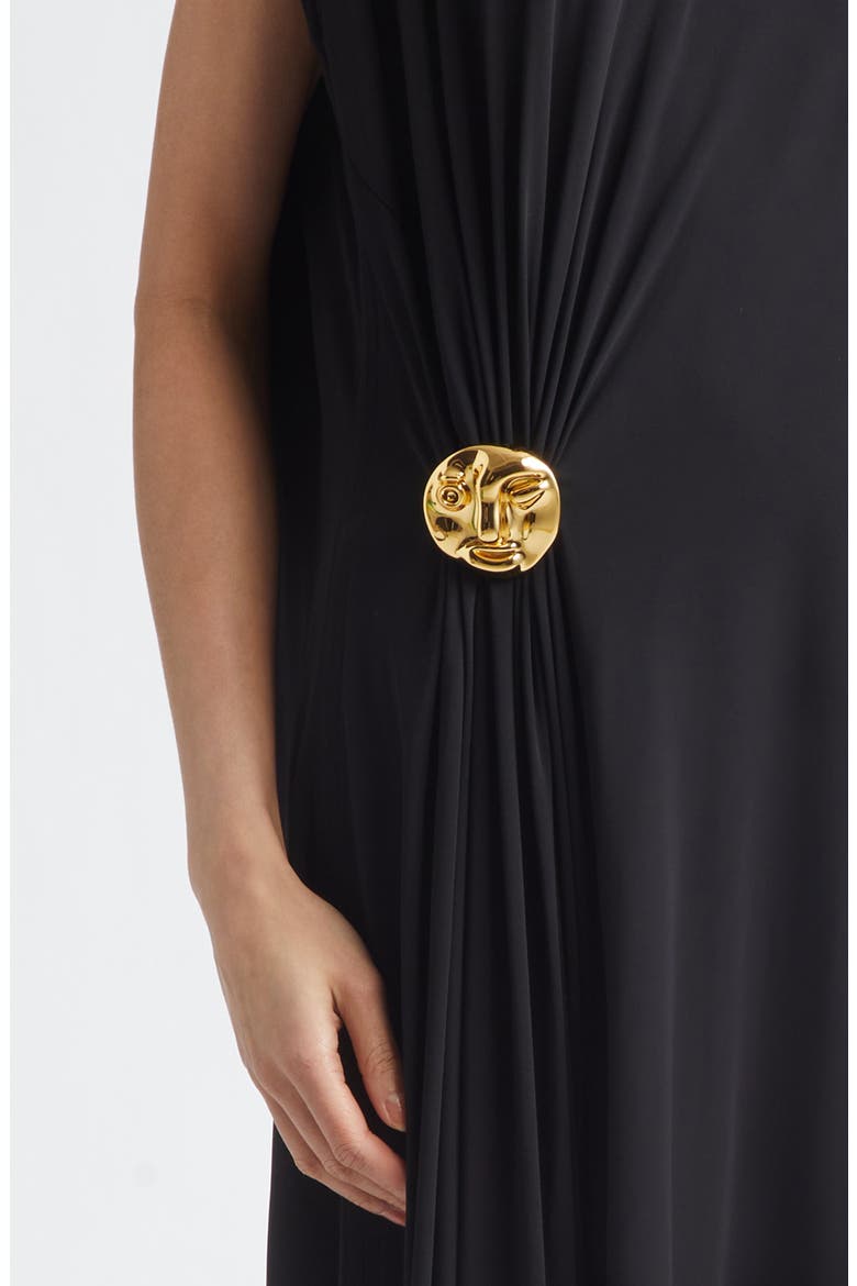 Cape Back Crepe Jersey Midi Dress, Alternate, color, 1000 BLACK