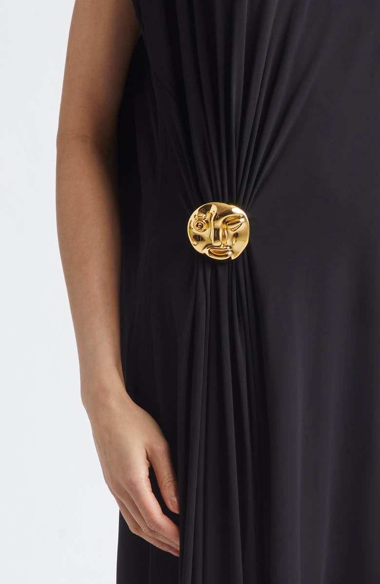 Bottega Veneta Cape Back Crepe Jersey Midi Dress, Alternate, color, 1000 Black