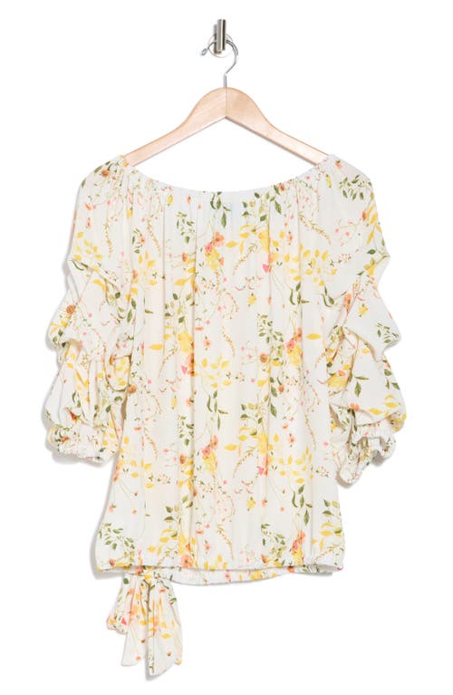 Cece Floral Off The Shoulder Balloon Sleeve Top