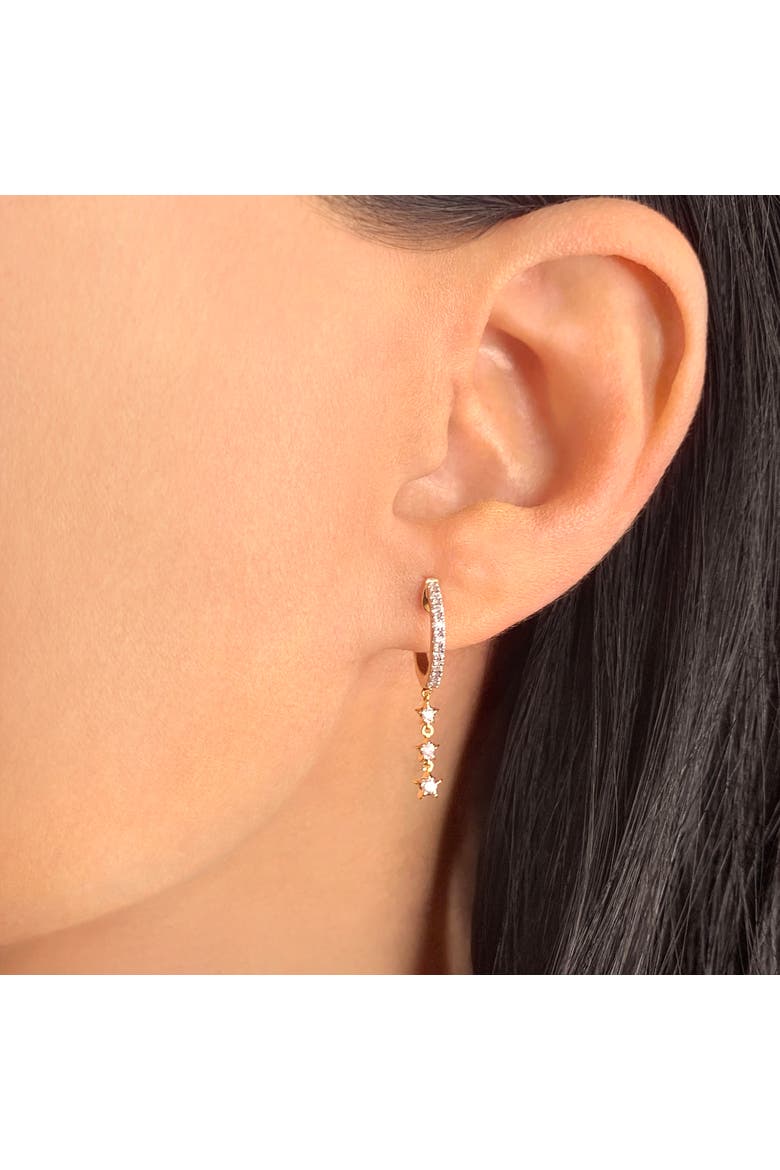 Star Trio Lane Sterling Silver Diamond Hoop Earring, Alternate, color, 14KT Gold Vermeil on Sterling