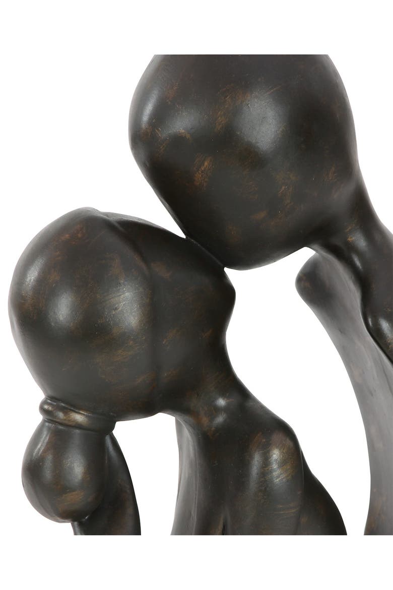 Brown Polystone Kissing People Sculpture, Alternate, color, BROWN