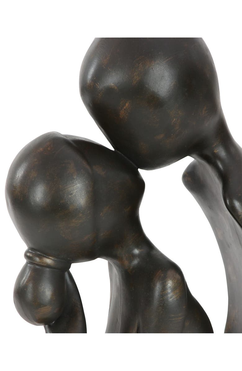 WILLOW ROW Brown Polystone Kissing People Sculpture, Alternate, color, 