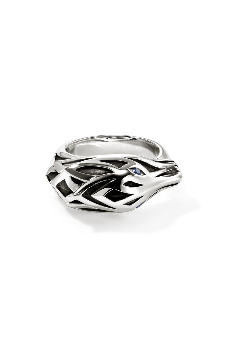 Naga Sterling Silver Ring with Blue Sapphire, Alternate, color, SILVER