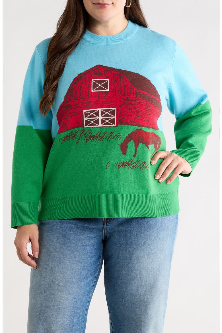 Kelsey's Farm Jacquard Sweater, Main, color, KELLY-BLUE-MULTI