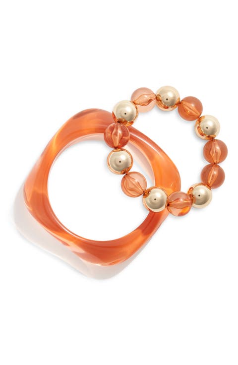 Set of 2 Bangle and Beaded Bracelets