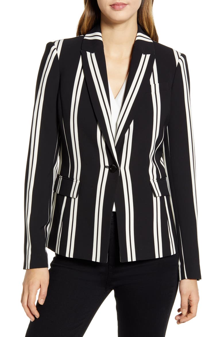 Stripe Blazer, Alternate, color, BLACK/ WHITE