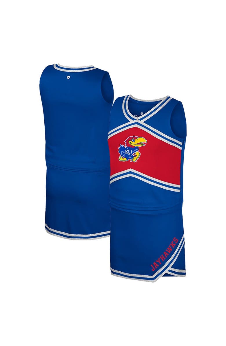 COLOSSEUM Girls Youth Colosseum Royal Kansas Jayhawks Cheerleader Top & Skirt Set, Main, color, Royal