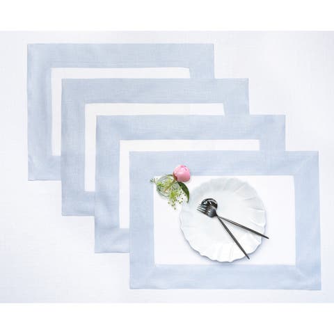 Linen Placemats Set of 4, 14 x 19 Inch for Dining Table, Holiday and Everyday Table Decor - Contempo