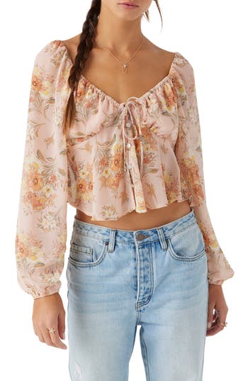 O'neill Noa Naya Floral Babydoll Shirt In Rose Dust