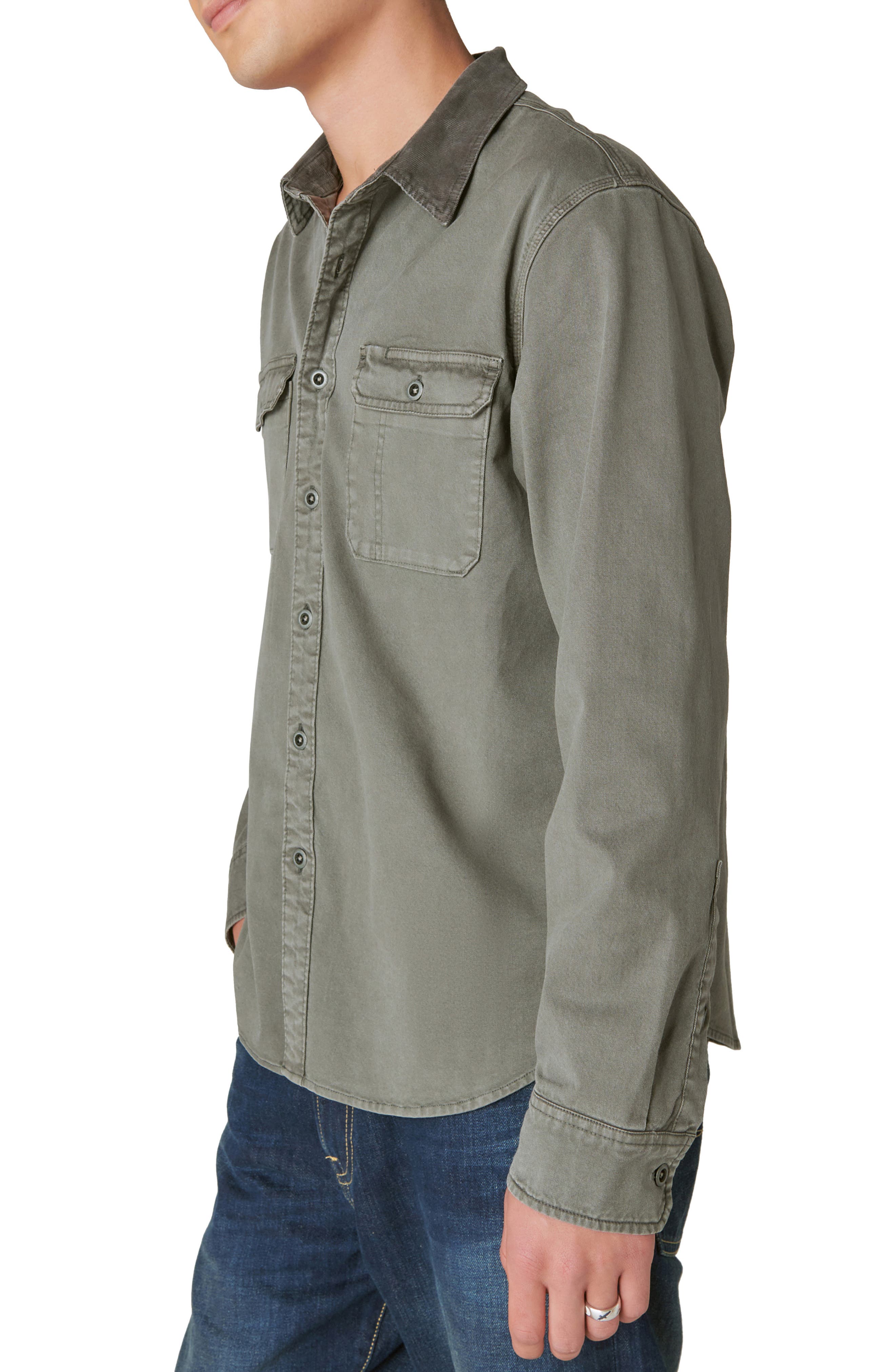 Lucky Brand Washed Corduroy Collar Workwear Button-Up Shirt (Men ...