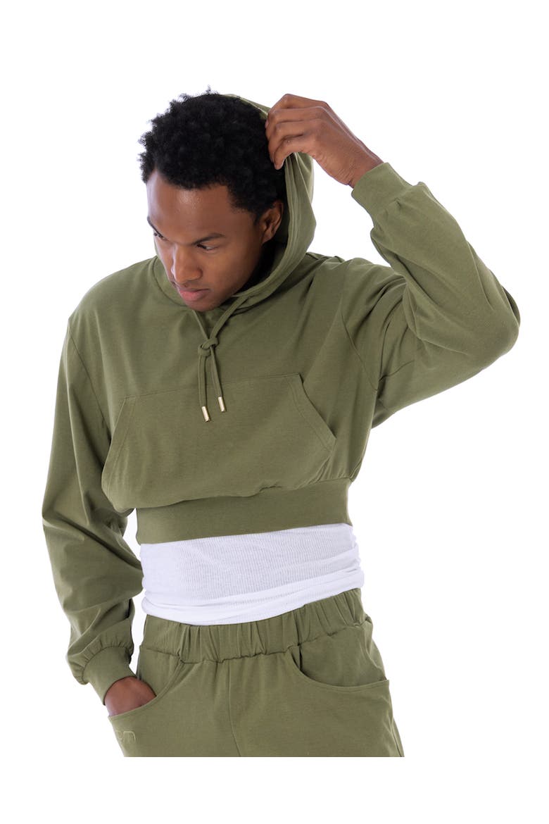 Eco Crop Workout Hoodie, Main, color, Army