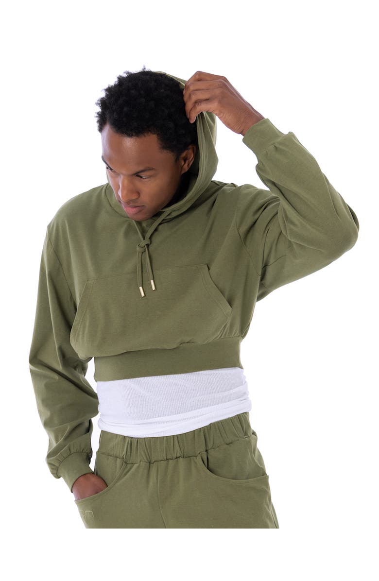 Dai Moda Eco Crop Workout Hoodie, Main, color, Army