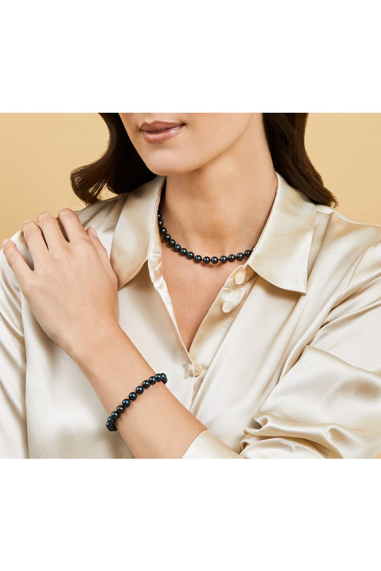7.0-7.5mm Akoya Black Pearl Bracelet, Alternate, color, Black Pearls
