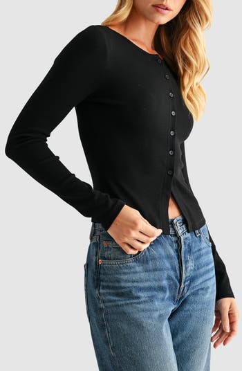 Long Sleeve Button Front Crop Top