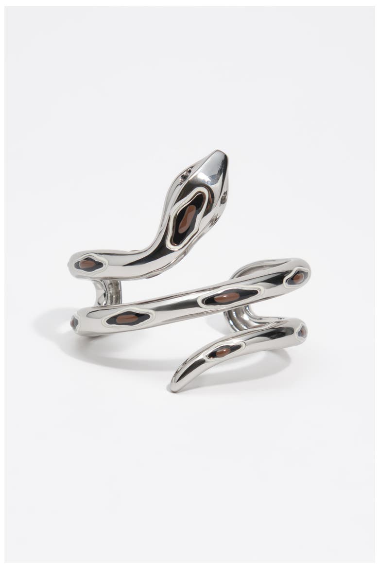 Enamel Snake Bracelet, Alternate, color, SILVER