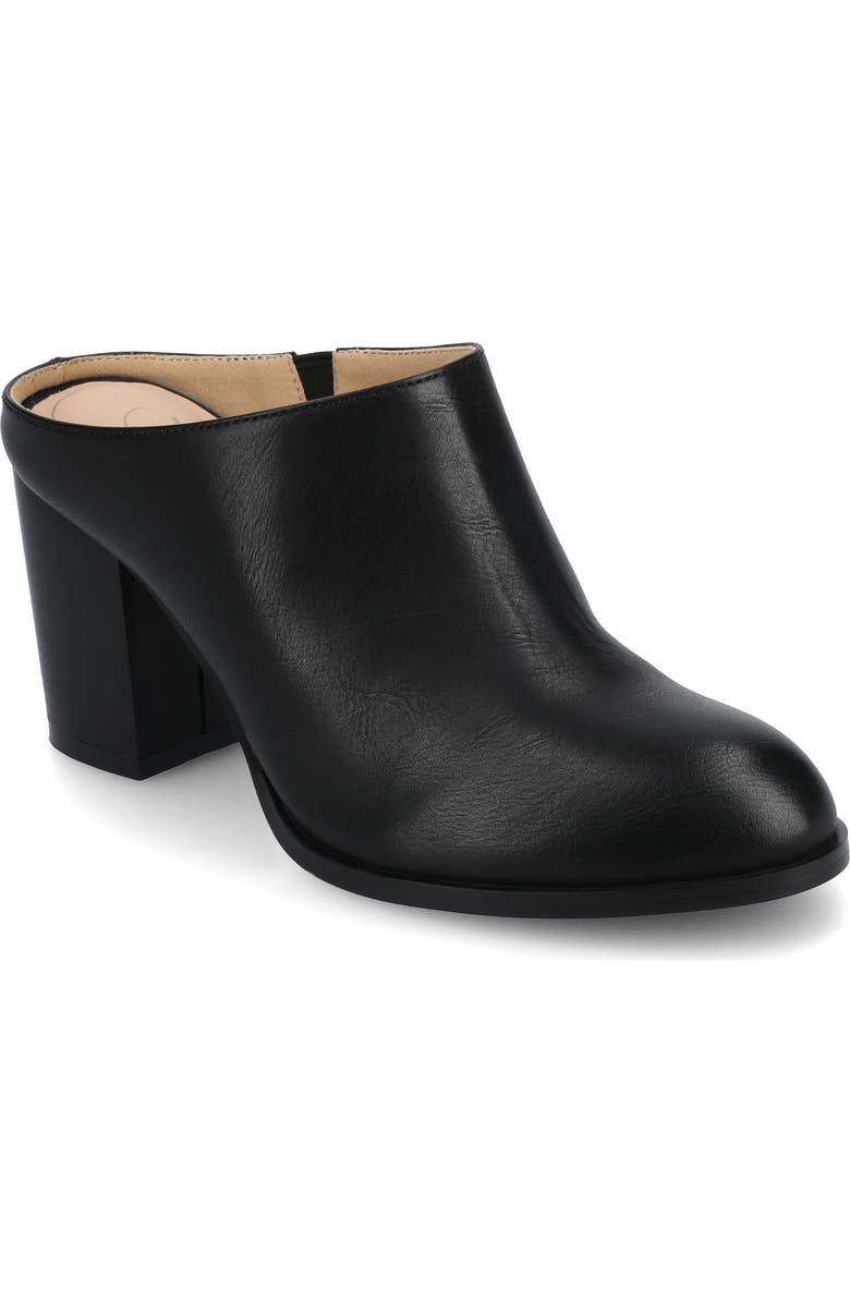 Journee Collection Kendra Block Heel Mule, Main, color, Black