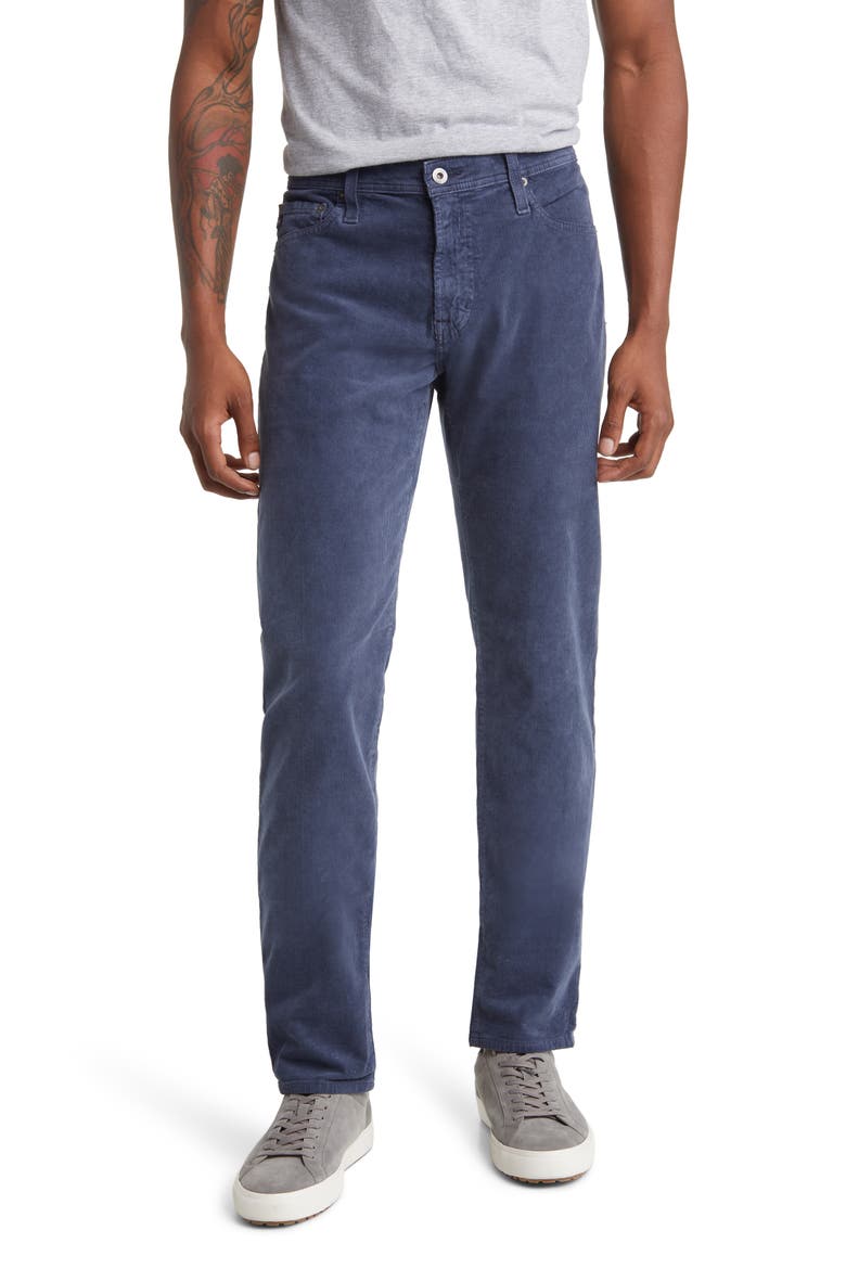 Tellis Slim Fit Corduroy Pants, Main, color, SULFUR BLUE NOTE