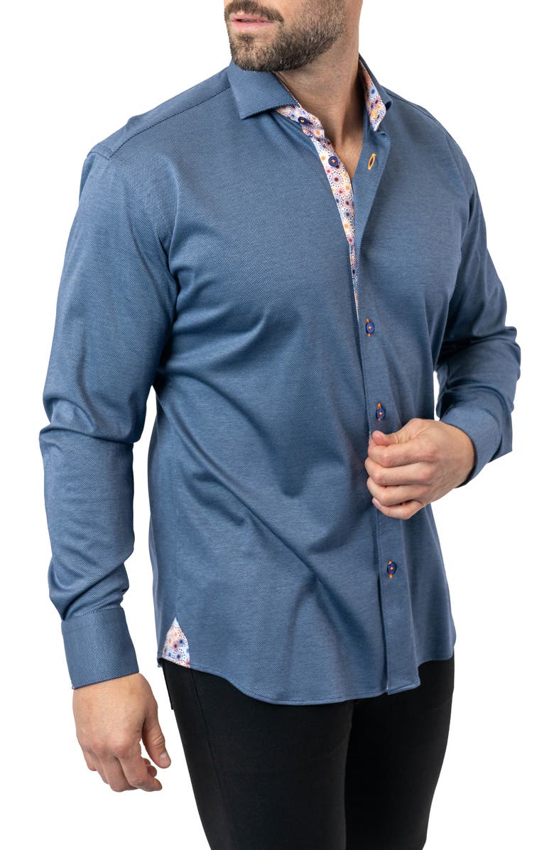 Maceoo Einstein Stretchharper Contemporary Fit Button-Up Shirt, Alternate, color, Blue