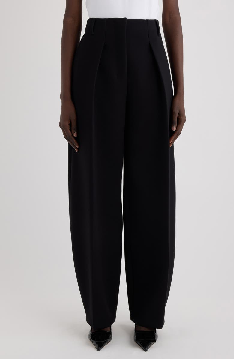 Jacquemus Le Pantalon Ovalo Pleated Wide Leg Pants, Main, color, Black