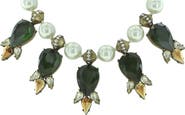 OLIVIA WELLES Gold Plated Crystal & Faux Pearl Collar Necklace