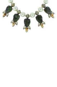 OLIVIA WELLES Gold Plated Crystal & Faux Pearl Collar Necklace