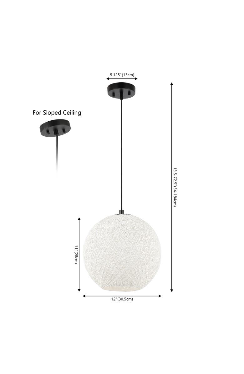 JONATHAN Y Lacey 1-Light Bohemian Minimalist Iron/Rope Woven Globe LED Pendant, Alternate, color, 