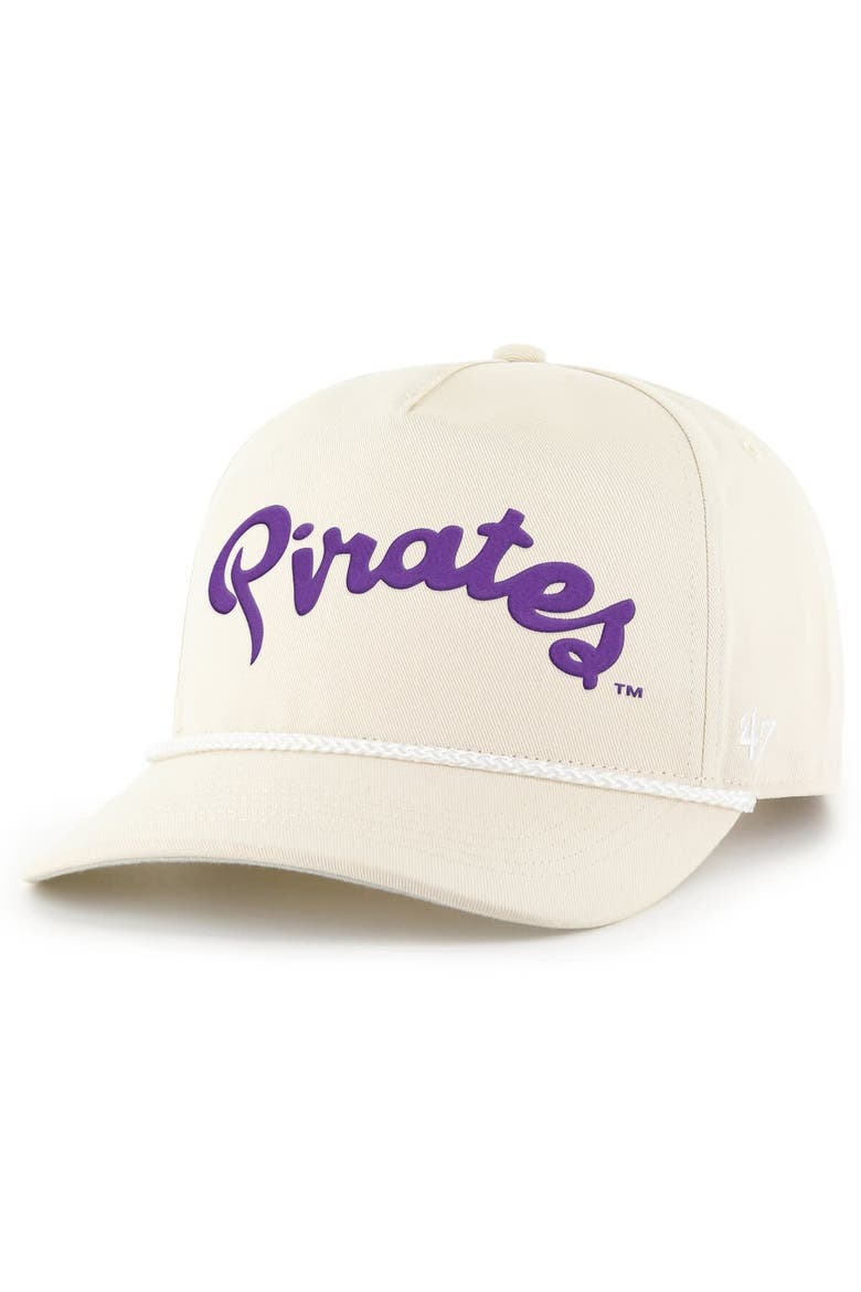 Men's '47  Natural ECU Pirates Powder Purple Hitch Adjustable Hat, Alternate, color, Natural