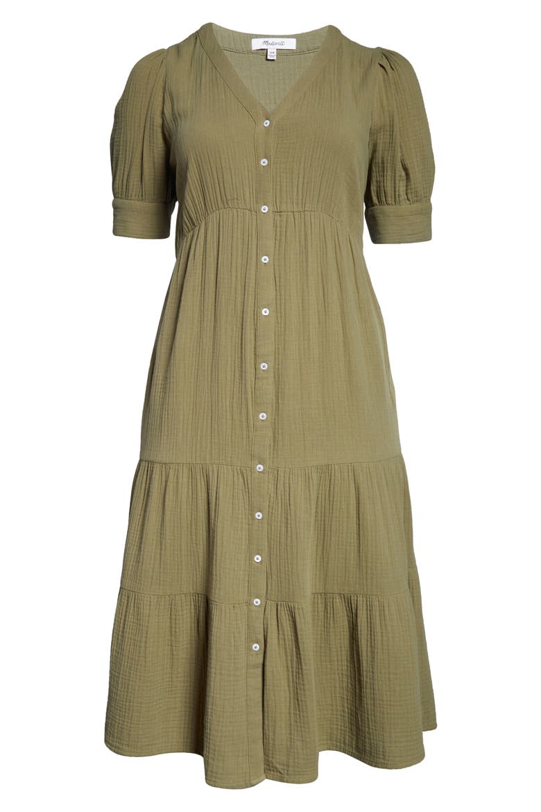 Lightspun Tiered Button Front Midi Dress, Alternate, color, TUNDRA
