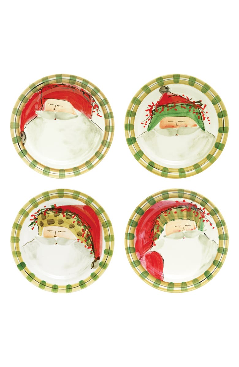 VIETRI Old St. Nick Set of 4 Assorted Dinner Plates, Main, color,