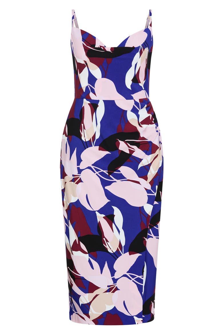 Mariana Printed Cowl Neck Midi Dress, Alternate, color, WILD FERN