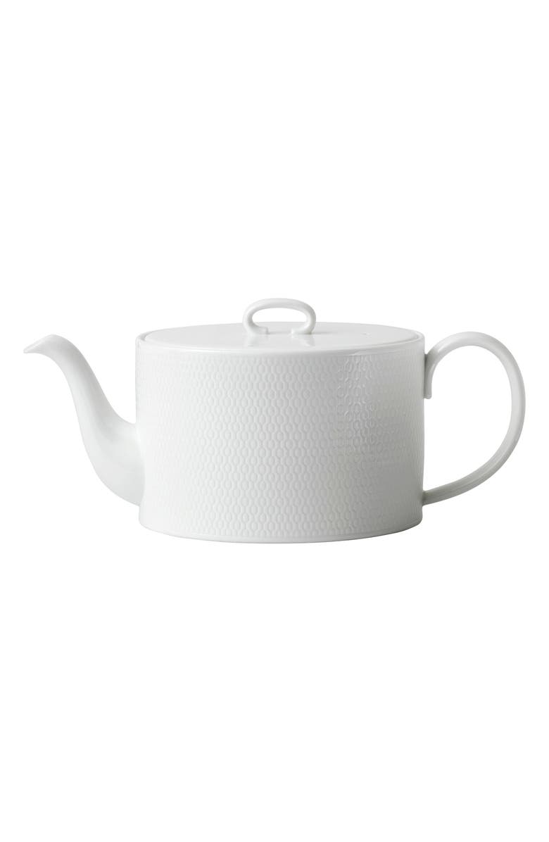 Wedgwood Gio Bone China Teapot, Main, color, White