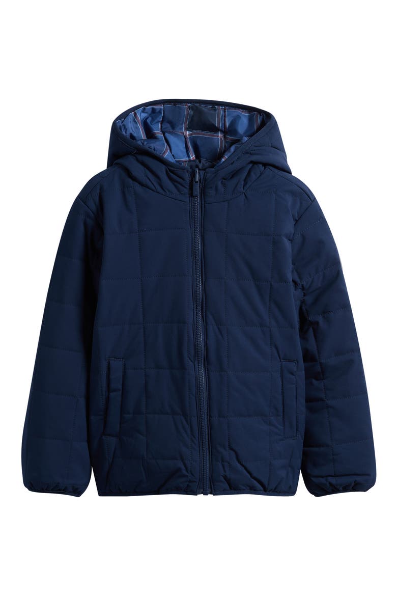 Kids' Reversible Quilted Hooded Jacket, Main, color, NAVY