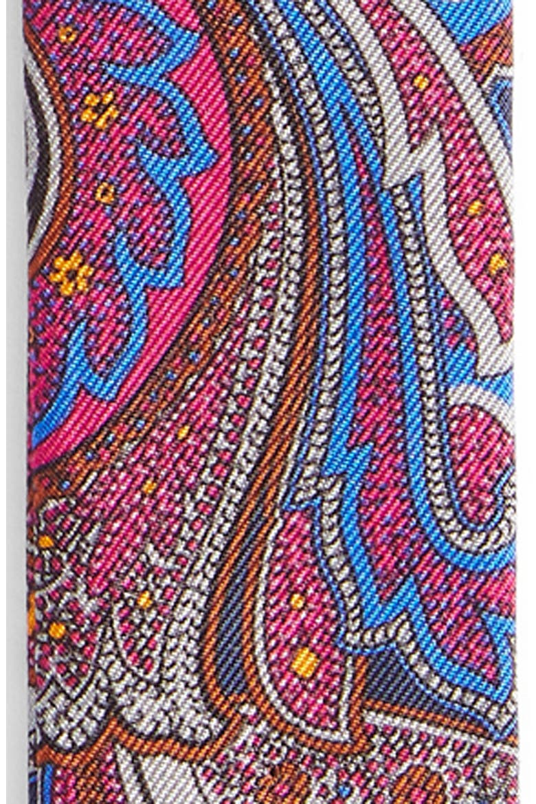 Grey & Fuchsia Paisley Silk Suspenders, Alternate, color, GREY