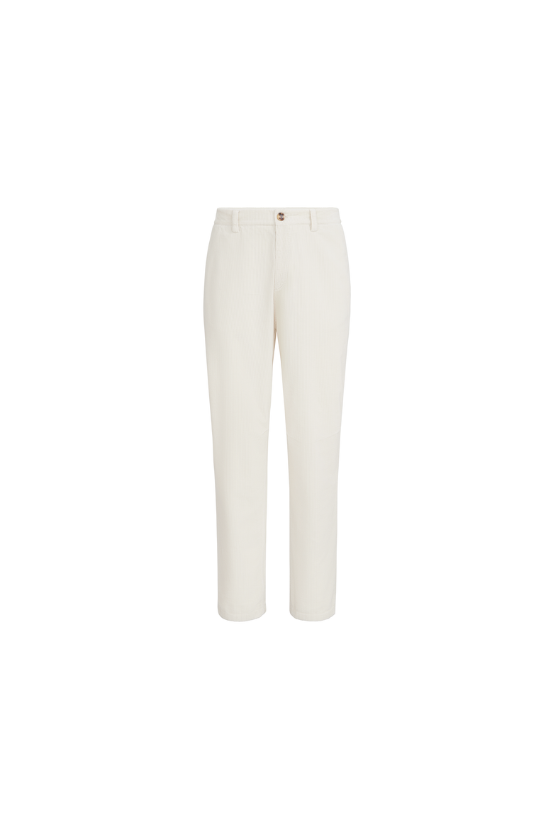 Garment-dyed trousers in cotton corduroy, Alternate, color, White