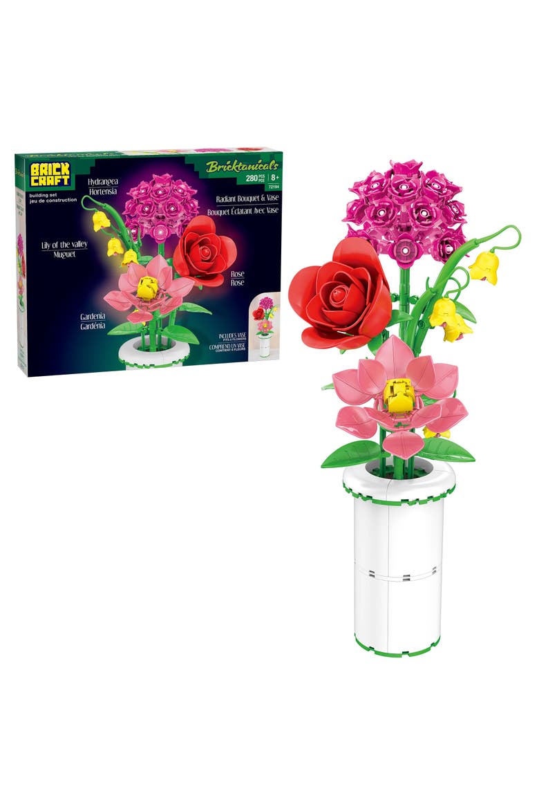 Bricktanicals Radiant Bouquet & Vase Building Set, Main, color, White