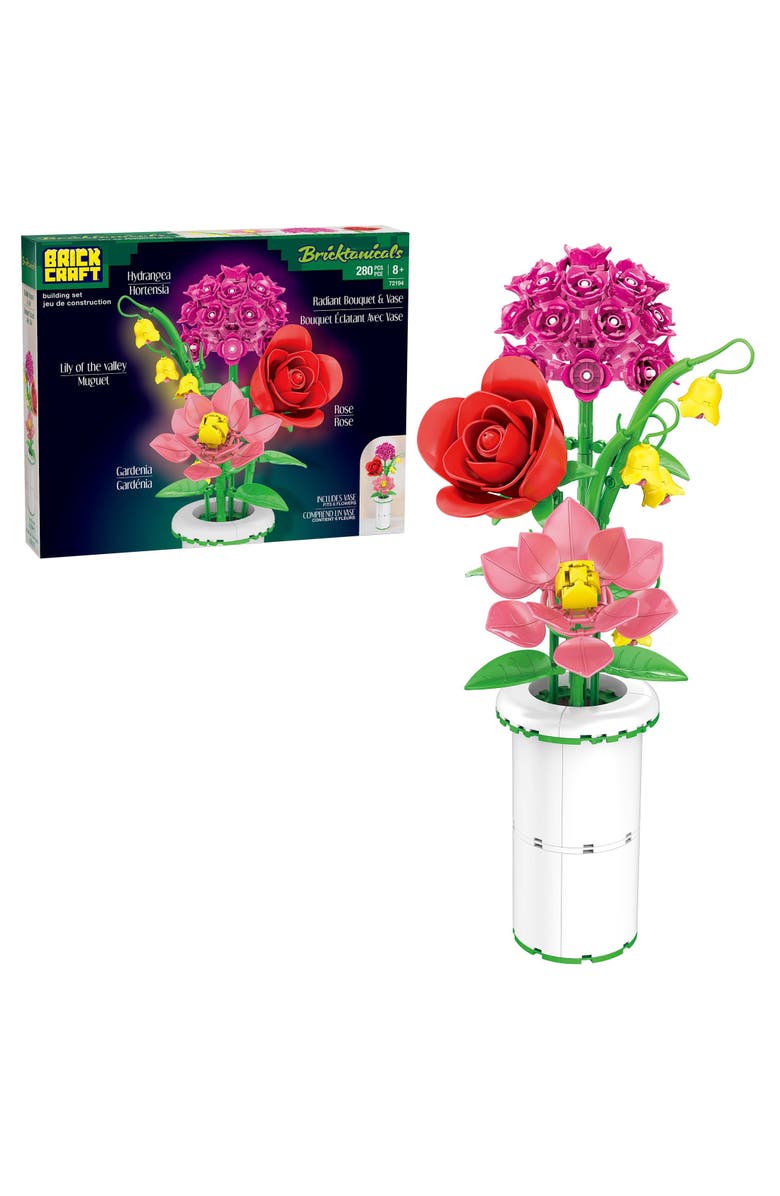 Brickcraft Bricktanicals Radiant Bouquet & Vase Building Set, Main, color, White