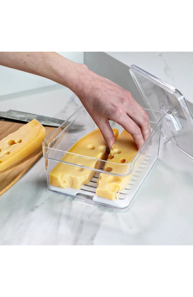 OU Clear Stackable Fridge Organizer Bin with Drain Tray and Vented Lid, 4 Pack, Alternate, color, 