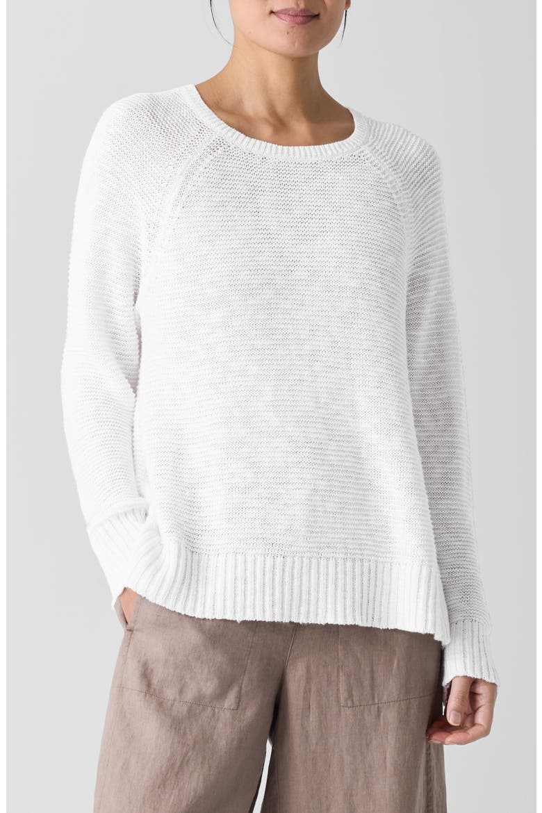 Raglan Sleeve Organic Linen & Organic Cotton Sweater, Main, color, WHITE