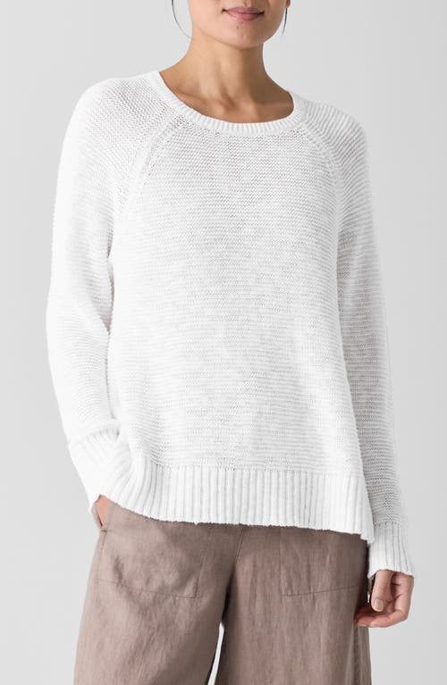 Eileen Fisher Raglan Sleeve Organic Linen & Organic Cotton Sweater In White
