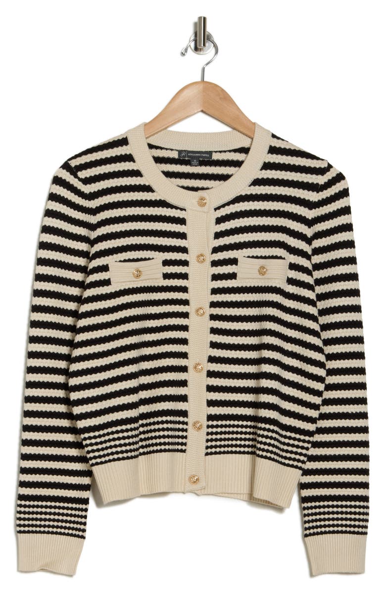 Adrianna Papell Lady-Like Stripe Sweater, Alternate, color, Cream/Black