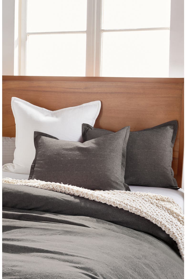 Pure Flannel Duvet Cover, Alternate, color, CHARCOAL