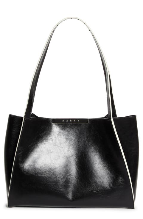 Small East/West Leather Tote