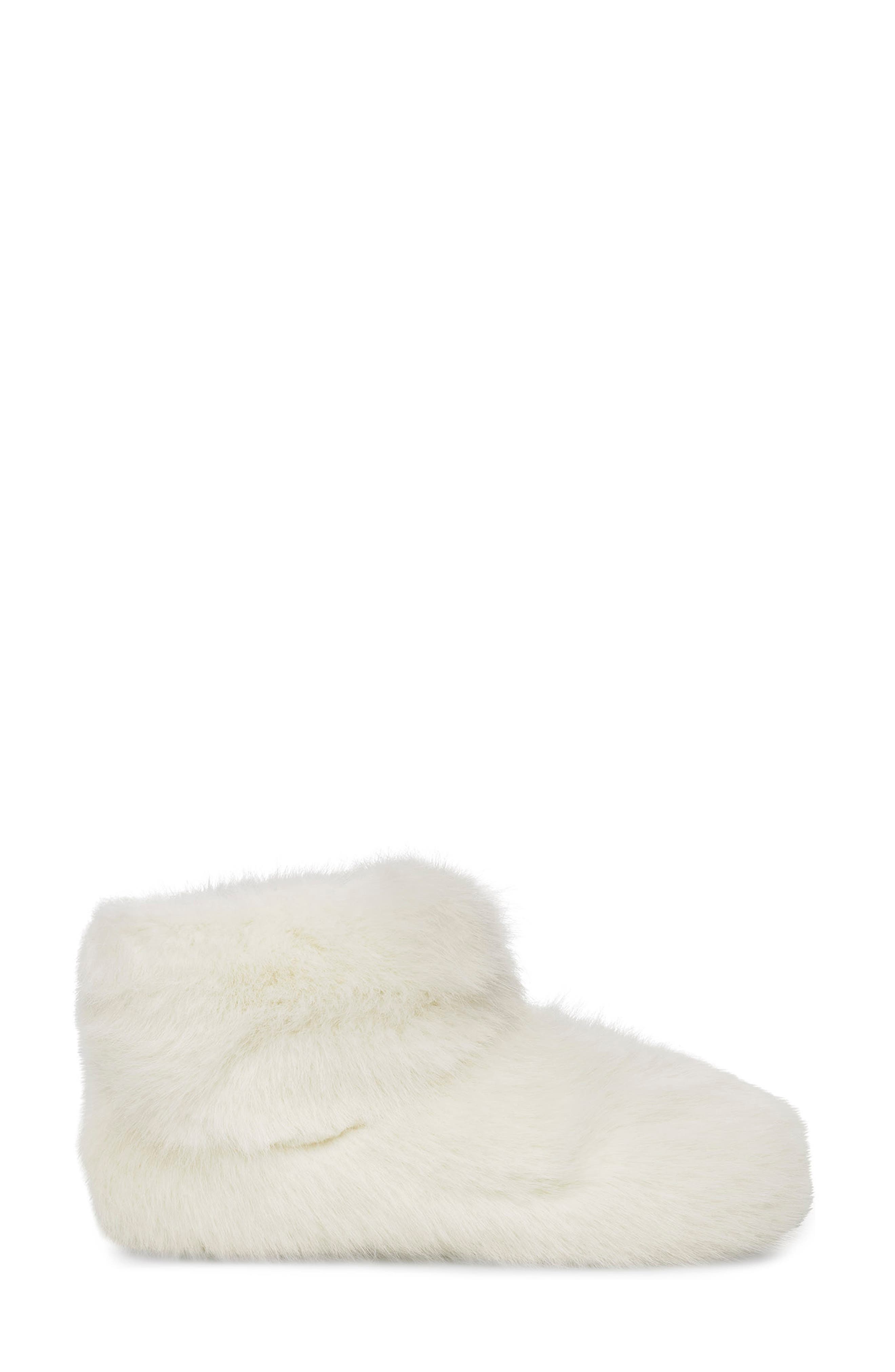 Amary Faux Fur Slipper Bootie, Alternate, color, WHITE FABRIC