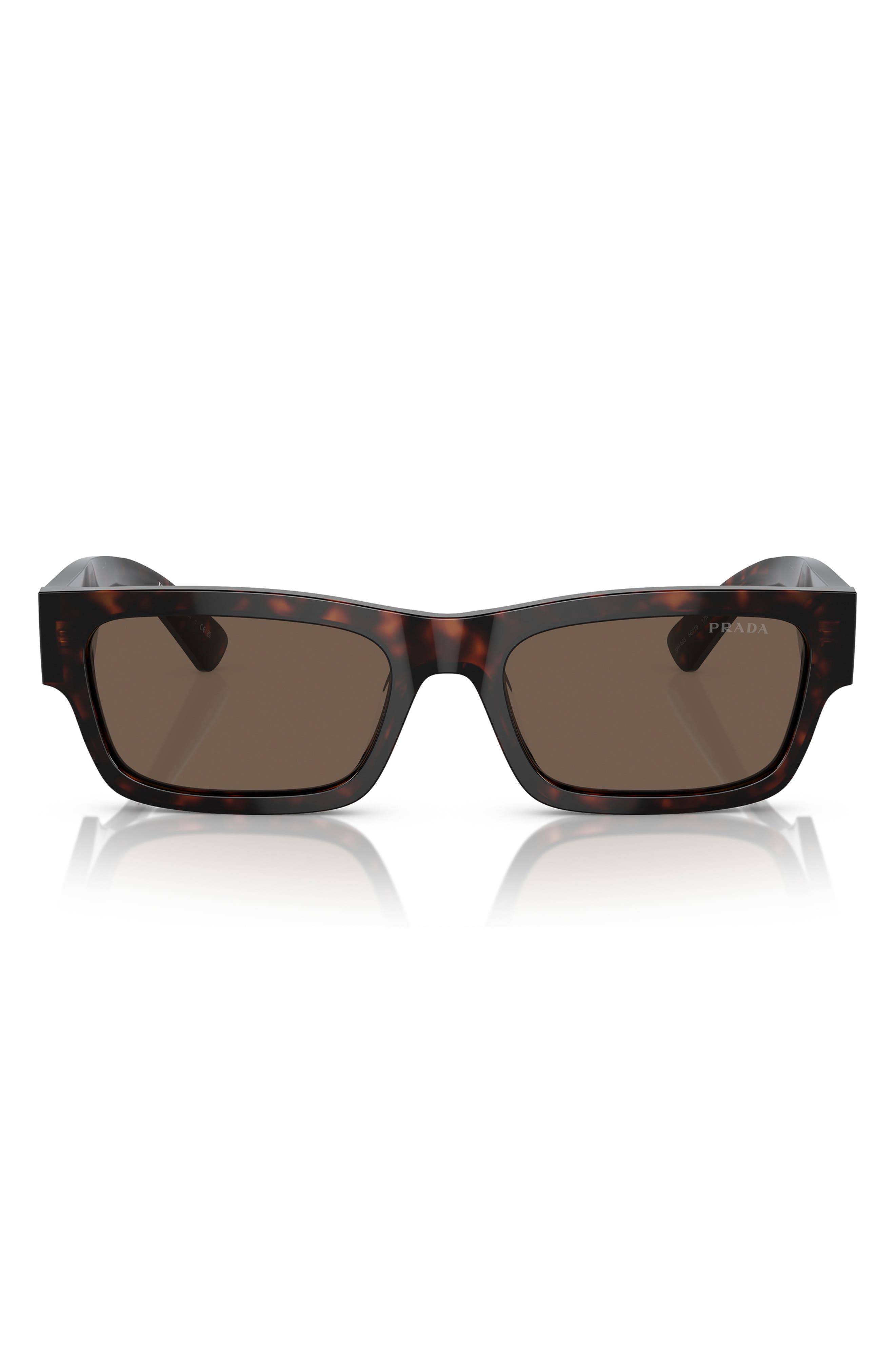 Prada 56mm Rectangular Polarized Sunglasses