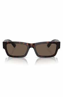 Prada 56mm Rectangular Polarized Sunglasses
