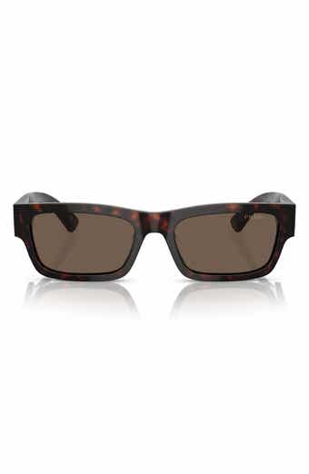 Prada 56mm Rectangular Polarized Sunglasses