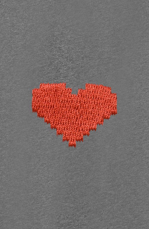 Dalix Pixel Heart Cropped Hoodie In Deep Heather