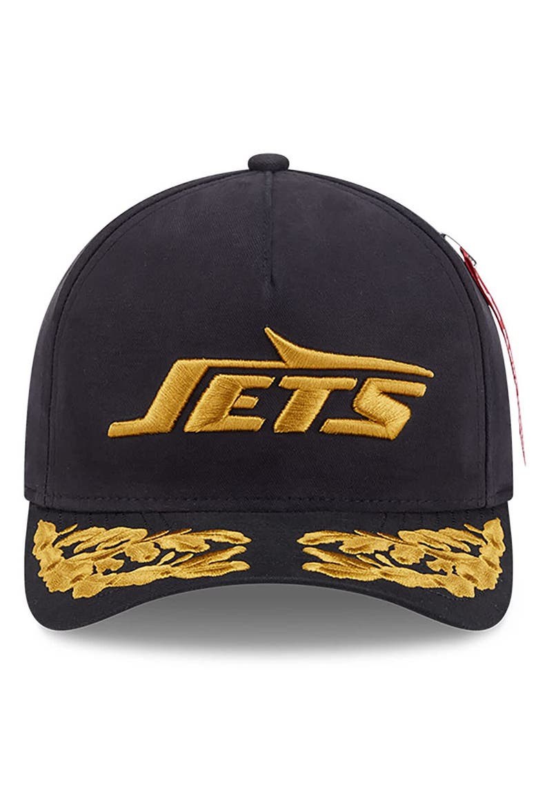 Men's New Era x Alpha Industries  Black New York Jets A-Frame 9FORTY Adjustable Hat, Alternate, color, Black